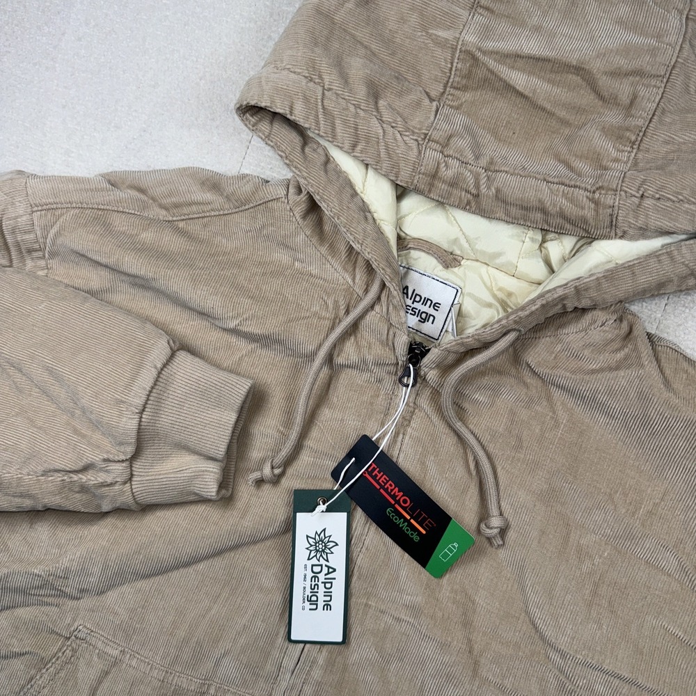 Alpine Design Women's Large Corduroy Quilt Hood Jacket Sandy Clay Color Med NWT‎